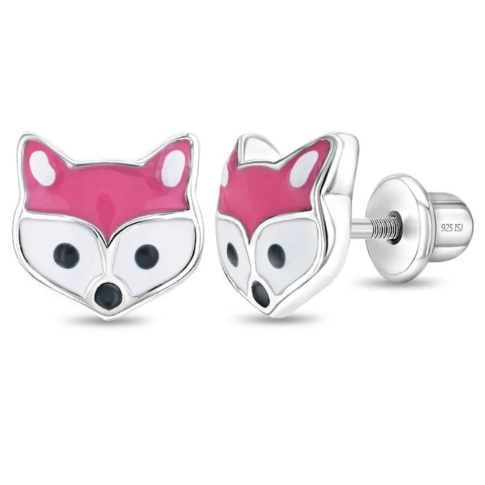 Kids Screw Back Earrings Miss Foxy Kids Childrens Girls Earrings Screw Back Enamel Sterling Silver Earrings Kids Screw Back Earrings Miss Foxy Kids Childrens Girls Earrings Screw Back Enamel Sterling Silver Earrings