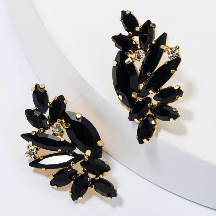 Large Glistening Crystals Curved Earring Stud Refined by AnnaKaci Earrings