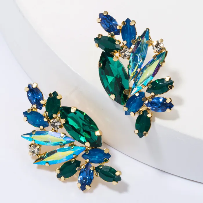 Large Glistening Crystals Curved Earring Stud Refined by AnnaKaci Earrings Large Glistening Crystals Curved Earring Stud Refined by AnnaKaci Earrings