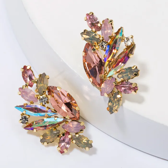 Large Glistening Crystals Curved Earring Stud Refined by AnnaKaci Earrings Large Glistening Crystals Curved Earring Stud Refined by AnnaKaci Earrings