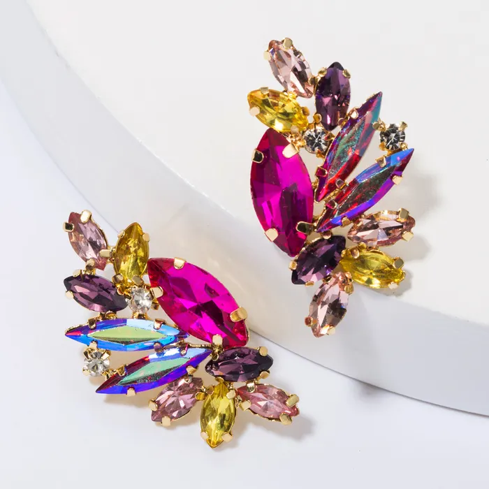 Large Glistening Crystals Curved Earring Stud Refined by AnnaKaci Earrings Large Glistening Crystals Curved Earring Stud Refined by AnnaKaci Earrings