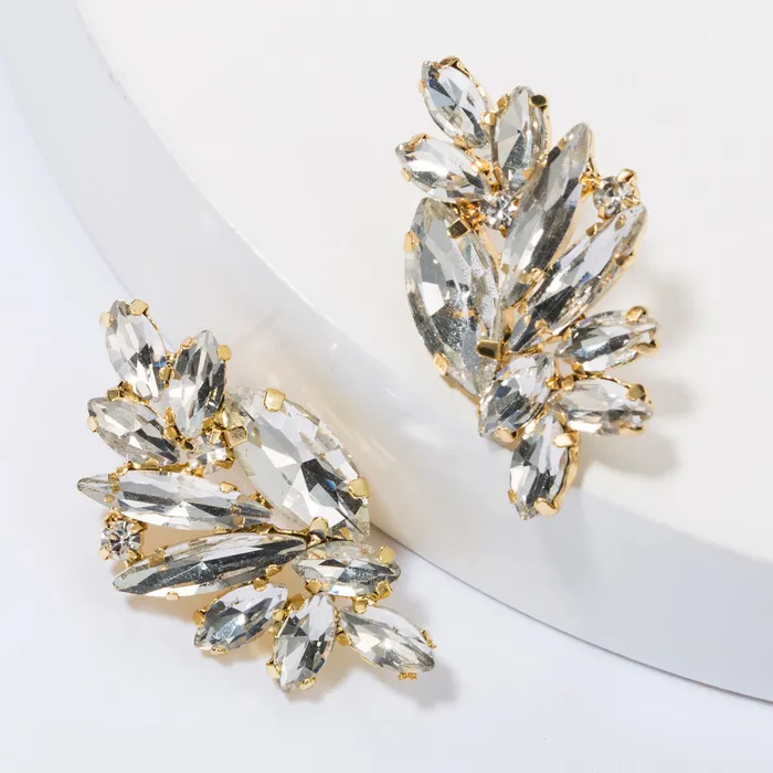 Large Glistening Crystals Curved Earring Stud Refined by AnnaKaci Earrings Large Glistening Crystals Curved Earring Stud Refined by AnnaKaci Earrings