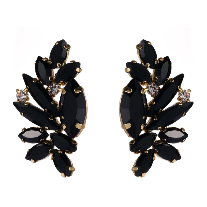 Large Glistening Crystals Curved Earring Stud Refined by AnnaKaci Earrings Large Glistening Crystals Curved Earring Stud Refined by AnnaKaci Earrings