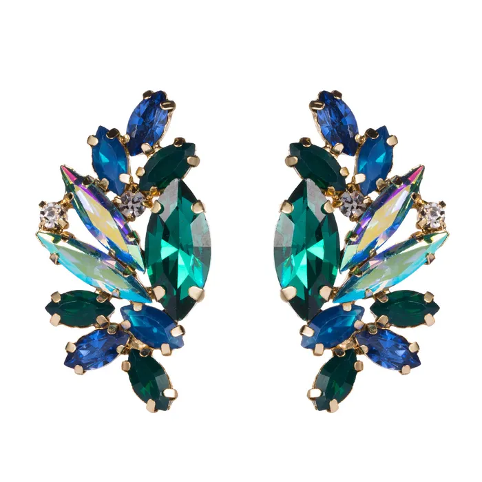 Large Glistening Crystals Curved Earring Stud Refined by AnnaKaci Earrings Large Glistening Crystals Curved Earring Stud Refined by AnnaKaci Earrings