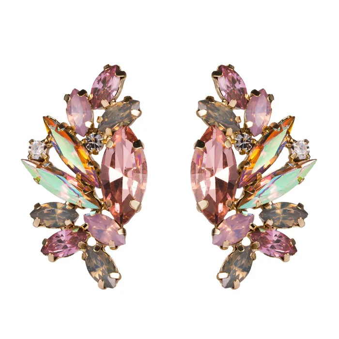 Large Glistening Crystals Curved Earring Stud Refined by AnnaKaci Earrings Large Glistening Crystals Curved Earring Stud Refined by AnnaKaci Earrings