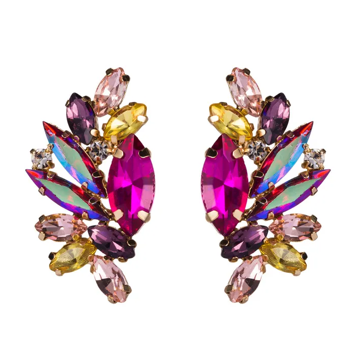 Large Glistening Crystals Curved Earring Stud Refined by AnnaKaci Earrings Large Glistening Crystals Curved Earring Stud Refined by AnnaKaci Earrings