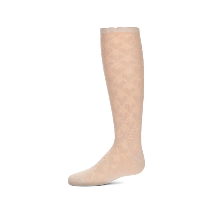 Memoi Open Work Heart Knee High MKF 7166 Memoi Rings