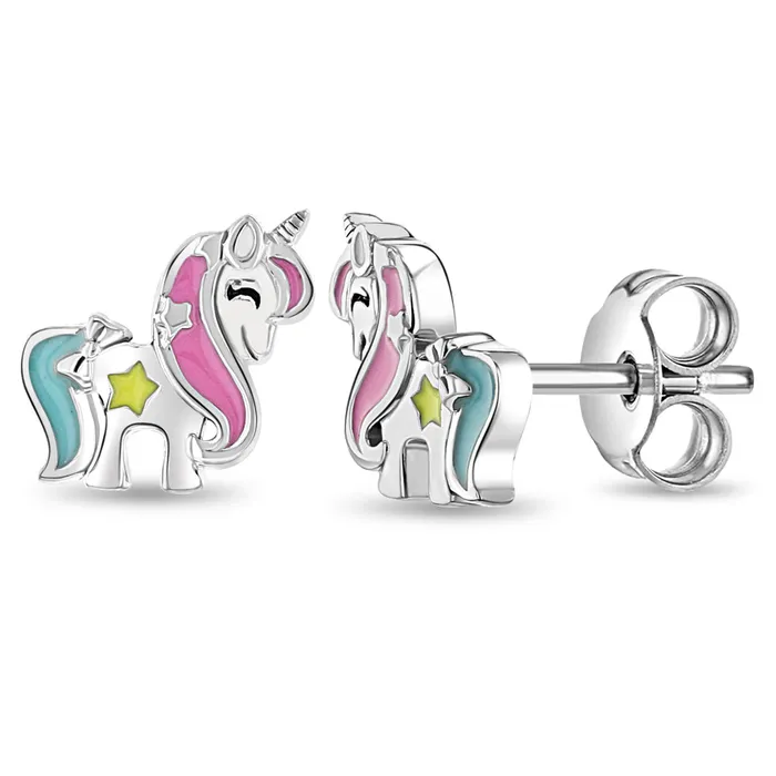 Miss Unicorn Kids Childrens Girls Earrings Enamel Sterling Silver Kids Stud Earrings Earrings Miss Unicorn Kids Childrens Girls Earrings Enamel Sterling Silver Kids Stud Earrings Earrings