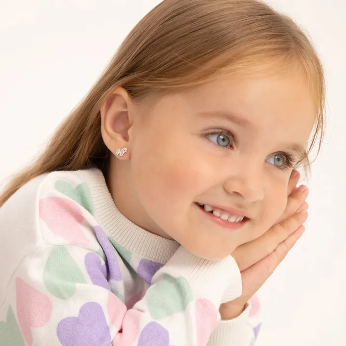 Miss Unicorn Kids Childrens Girls Earrings Enamel Sterling Silver Kids Stud Earrings Earrings