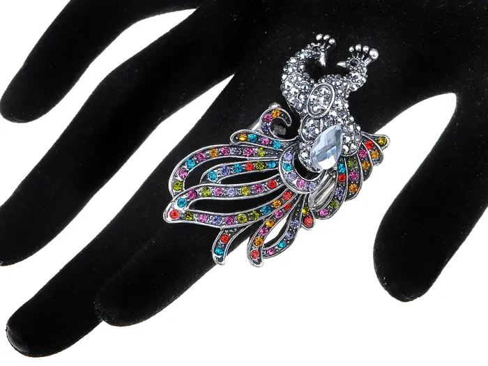 Multicolored Colorful Peacock Feather Ring Alilang Rings Multicolored Colorful Peacock Feather Ring Alilang Rings