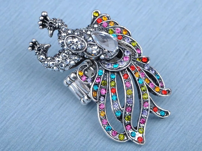 Multicolored Colorful Peacock Feather Ring Alilang Rings Multicolored Colorful Peacock Feather Ring Alilang Rings