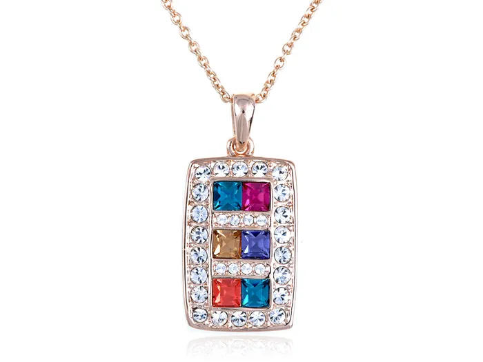 Multicolored Geometric Rectangle Square Pendant Necklace Alilang Necklaces