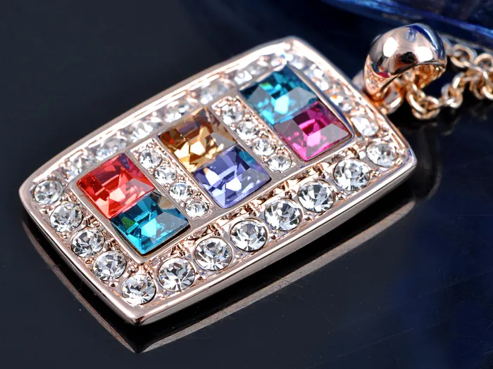 Multicolored Geometric Rectangle Square Pendant Necklace Alilang Necklaces Multicolored Geometric Rectangle Square Pendant Necklace Alilang Necklaces