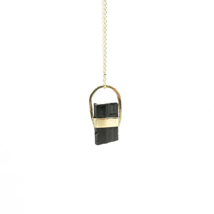 Necklaces aliceeden 9ct Gold Black Tourmaline Gemstone Pendant Necklace Protection