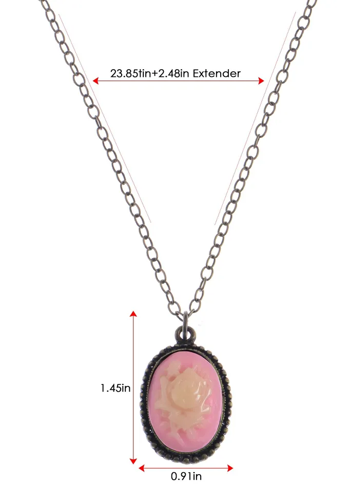 Necklaces Alilang Antique Vintage Suede Green Enamel Rose Oval Pendant Necklace Necklaces Alilang Antique Vintage Suede Green Enamel Rose Oval Pendant Necklace