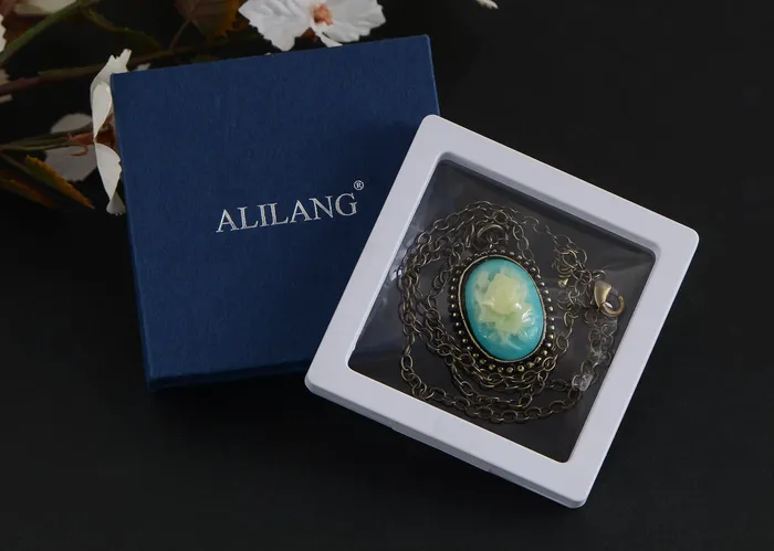 Necklaces Alilang Antique Vintage Suede Green Enamel Rose Oval Pendant Necklace Necklaces Alilang Antique Vintage Suede Green Enamel Rose Oval Pendant Necklace