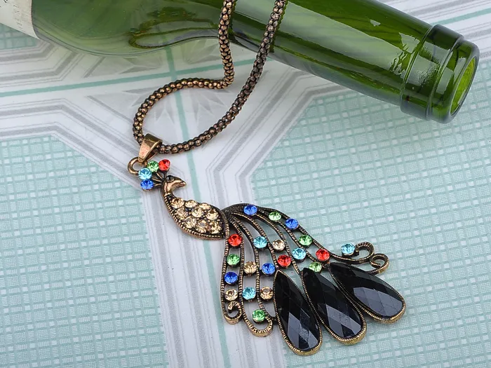 Necklaces Alilang Beautiful Colorful Peacock Bird Pendant Necklace Necklaces Alilang Beautiful Colorful Peacock Bird Pendant Necklace