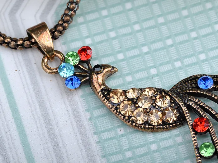Necklaces Alilang Beautiful Colorful Peacock Bird Pendant Necklace Necklaces Alilang Beautiful Colorful Peacock Bird Pendant Necklace