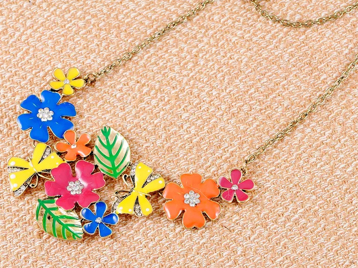 Necklaces Alilang Floral Multicolor Enamel Flower Bib Statement Necklace Necklaces Alilang Floral Multicolor Enamel Flower Bib Statement Necklace