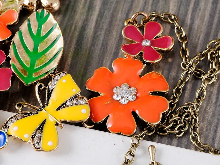 Necklaces Alilang Floral Multicolor Enamel Flower Bib Statement Necklace Necklaces Alilang Floral Multicolor Enamel Flower Bib Statement Necklace