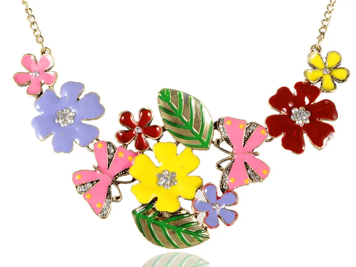 Necklaces Alilang Floral Multicolor Enamel Flower Bib Statement Necklace Necklaces Alilang Floral Multicolor Enamel Flower Bib Statement Necklace