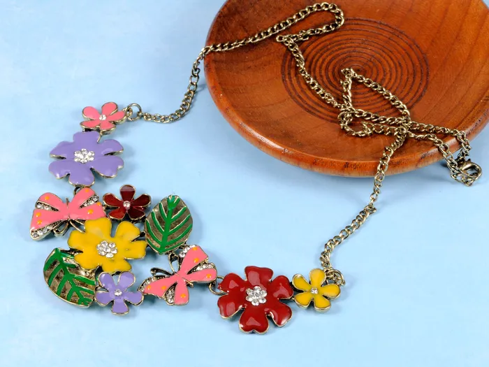 Necklaces Alilang Floral Multicolor Enamel Flower Bib Statement Necklace Necklaces Alilang Floral Multicolor Enamel Flower Bib Statement Necklace