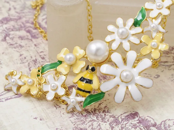 Necklaces Enamel Flower And Butterfly Bib Statement Necklace Pearl Alilang Necklaces Enamel Flower And Butterfly Bib Statement Necklace Pearl Alilang
