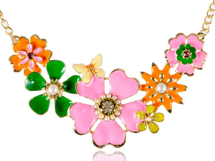 Necklaces Enamel Flower And Butterfly Bib Statement Necklace Pearl Alilang Necklaces Enamel Flower And Butterfly Bib Statement Necklace Pearl Alilang
