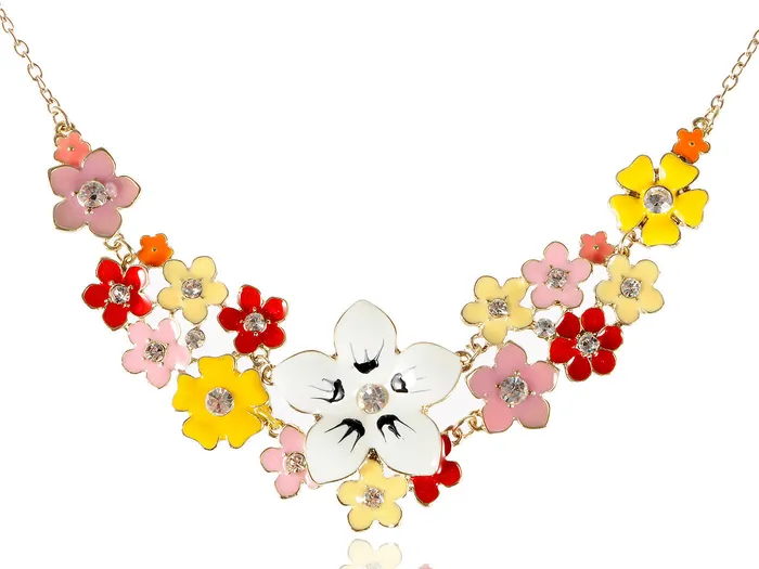 Necklaces Enamel Flower And Butterfly Bib Statement Necklace Pearl Alilang Necklaces Enamel Flower And Butterfly Bib Statement Necklace Pearl Alilang