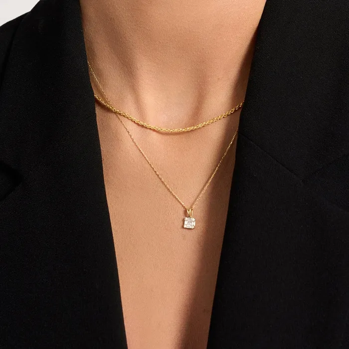 Necklaces Gelin Diamond Diamond Square Necklace