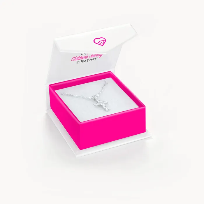 Necklaces Kids Necklaces Pendants CZ Cross 16mm ToddlerKidsGirls Necklace Religious Sterling Silver