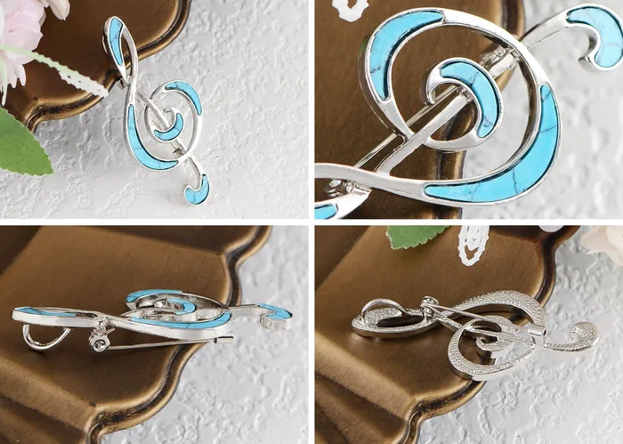 Necklaces Refined by AnnaKaci Silver Tone Abalone Shell Music Note Brooch Pin Pendant Simple Accessories Gifts for Party Banquet New Years Necklaces Refined by AnnaKaci Silver Tone Abalone Shell Music Note Brooch Pin Pendant Simple Accessories Gifts for Party Banquet New Years