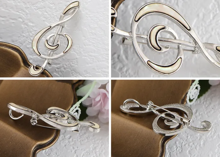 Necklaces Refined by AnnaKaci Silver Tone Abalone Shell Music Note Brooch Pin Pendant Simple Accessories Gifts for Party Banquet New Years Necklaces Refined by AnnaKaci Silver Tone Abalone Shell Music Note Brooch Pin Pendant Simple Accessories Gifts for Party Banquet New Years