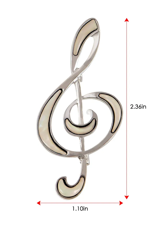 Necklaces Refined by AnnaKaci Silver Tone Abalone Shell Music Note Brooch Pin Pendant Simple Accessories Gifts for Party Banquet New Years Necklaces Refined by AnnaKaci Silver Tone Abalone Shell Music Note Brooch Pin Pendant Simple Accessories Gifts for Party Banquet New Years