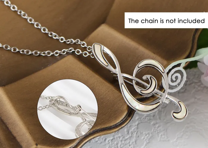 Necklaces Refined by AnnaKaci Silver Tone Abalone Shell Music Note Brooch Pin Pendant Simple Accessories Gifts for Party Banquet New Years Necklaces Refined by AnnaKaci Silver Tone Abalone Shell Music Note Brooch Pin Pendant Simple Accessories Gifts for Party Banquet New Years