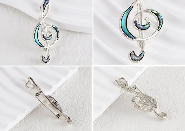 Necklaces Refined by AnnaKaci Silver Tone Abalone Shell Music Note Brooch Pin Pendant Simple Accessories Gifts for Party Banquet New Years Necklaces Refined by AnnaKaci Silver Tone Abalone Shell Music Note Brooch Pin Pendant Simple Accessories Gifts for Party Banquet New Years
