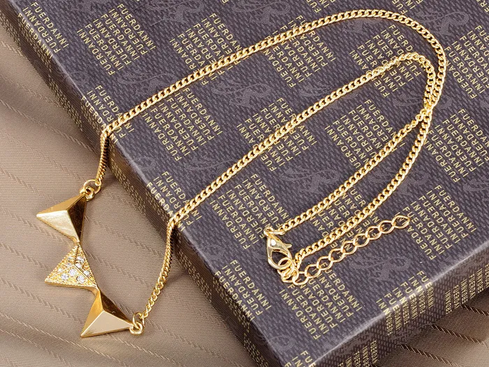 Necklaces Three Linked Pyramid Pendant Necklace Alilang Necklaces Three Linked Pyramid Pendant Necklace Alilang