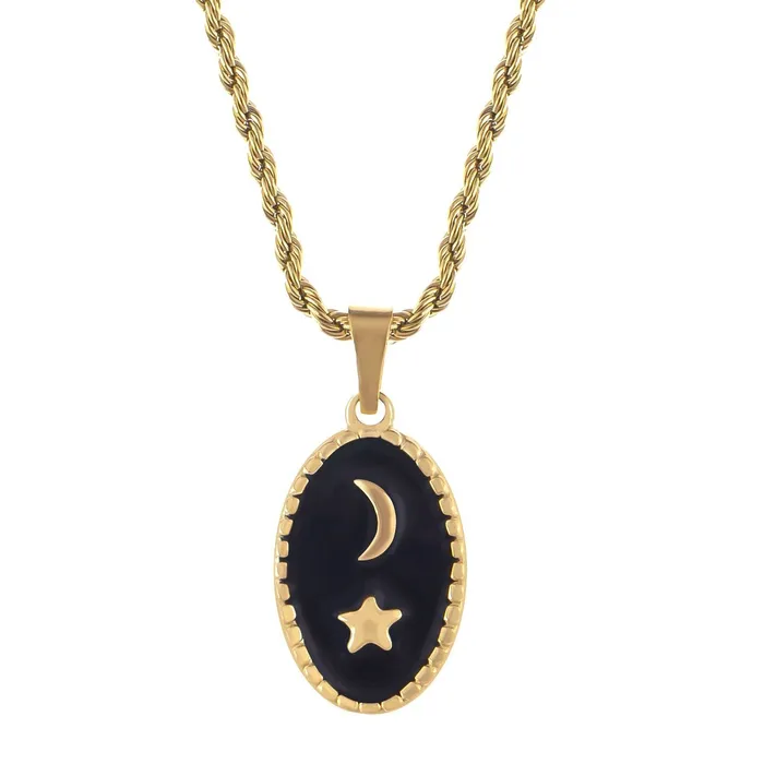 Necklaces Womens Necklace with 18K Gold Plated Pendant Moon and Star Design Adjustable Chain ALILANGCOM Necklaces Womens Necklace with 18K Gold Plated Pendant Moon and Star Design Adjustable Chain ALILANGCOM