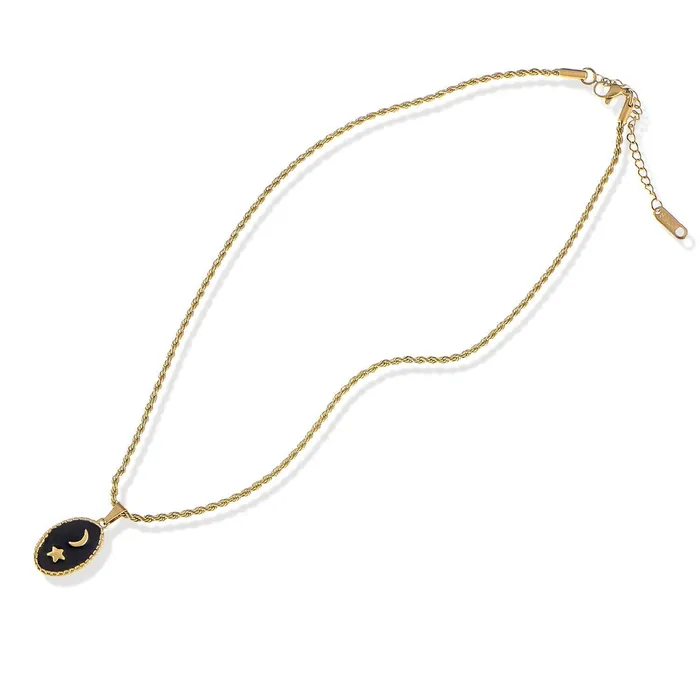 Necklaces Womens Necklace with 18K Gold Plated Pendant Moon and Star Design Adjustable Chain ALILANGCOM Necklaces Womens Necklace with 18K Gold Plated Pendant Moon and Star Design Adjustable Chain ALILANGCOM