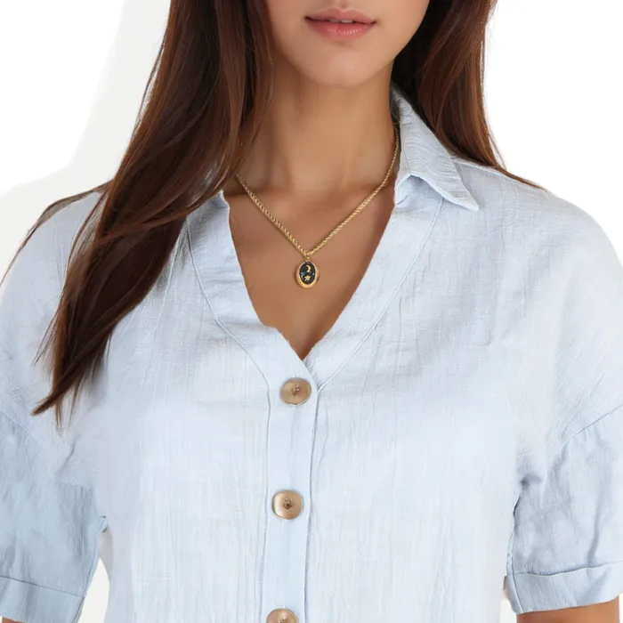 Necklaces Womens Necklace with 18K Gold Plated Pendant Moon and Star Design Adjustable Chain ALILANGCOM Necklaces Womens Necklace with 18K Gold Plated Pendant Moon and Star Design Adjustable Chain ALILANGCOM