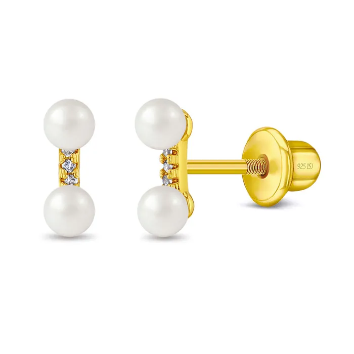 Pearl Bar Kids Childrens Girls Earrings Screw Back Sterling Silver Kids Screw Back Earrings Earrings Pearl Bar Kids Childrens Girls Earrings Screw Back Sterling Silver Kids Screw Back Earrings Earrings