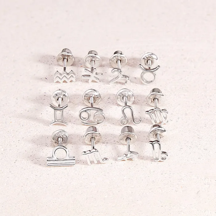 Polished Zodiac Gemini Kids Childrens Girls Earrings Screw Back Sterling Silver Kids Screw Back Earrings Earrings
