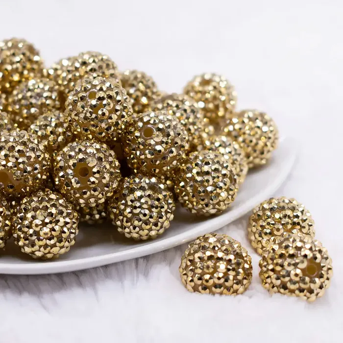 PreStyled Sets The BumbleBead Company 20mm Yellow Gold Rhinestone Bubblegum Beads