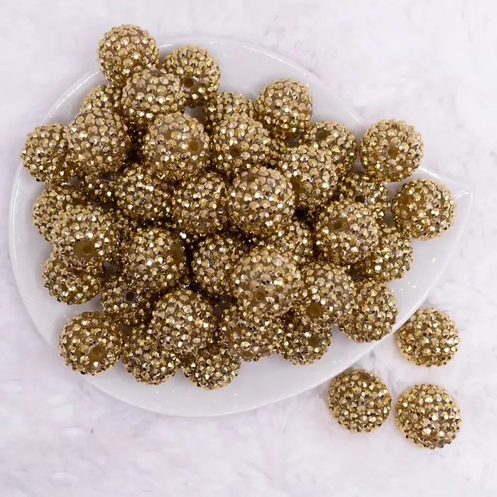 PreStyled Sets The BumbleBead Company 20mm Yellow Gold Rhinestone Bubblegum Beads