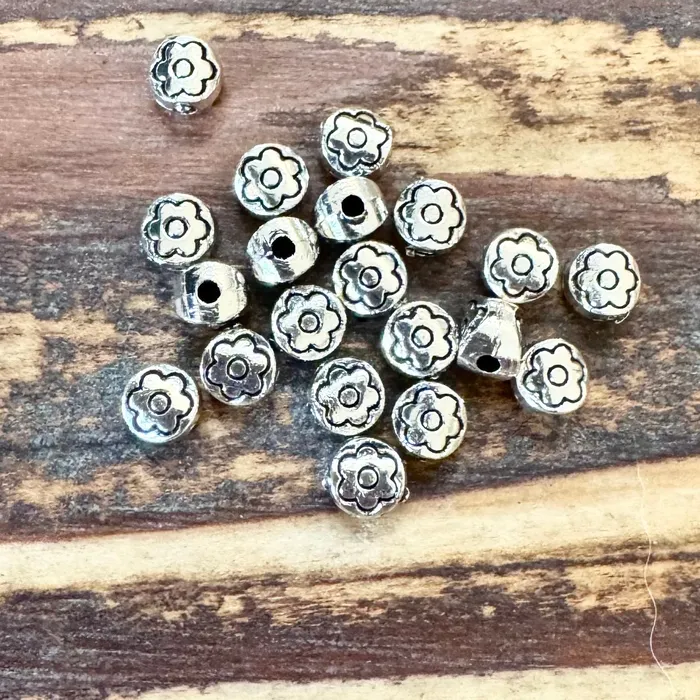 Premium Pewter Rings BCB0641 Antique Silver Puffed Round Beads With Flower 5mm Pkg 20 Premium Pewter Rings BCB0641 Antique Silver Puffed Round Beads With Flower 5mm Pkg 20
