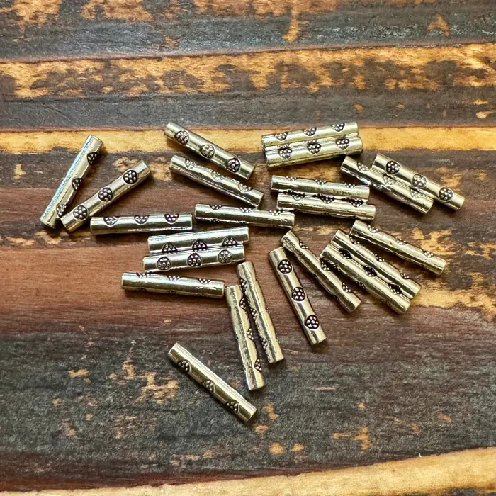 Premium Pewter Rings STMCP153S Antique Silver Dotted Tube Beads 14x3mm Pkg 20 Premium Pewter Rings STMCP153S Antique Silver Dotted Tube Beads 14x3mm Pkg 20