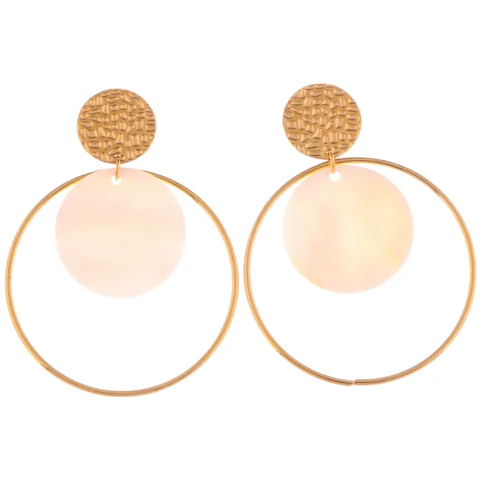 Refined by AnnaKaci Earrings Gold Tone Textured Stud Earrings with Hoop and Disc Detail Refined by AnnaKaci Earrings Gold Tone Textured Stud Earrings with Hoop and Disc Detail