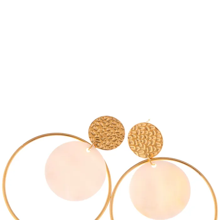 Refined by AnnaKaci Earrings Gold Tone Textured Stud Earrings with Hoop and Disc Detail Refined by AnnaKaci Earrings Gold Tone Textured Stud Earrings with Hoop and Disc Detail
