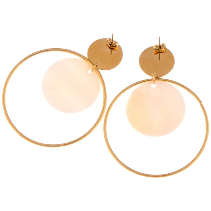 Refined by AnnaKaci Earrings Gold Tone Textured Stud Earrings with Hoop and Disc Detail Refined by AnnaKaci Earrings Gold Tone Textured Stud Earrings with Hoop and Disc Detail