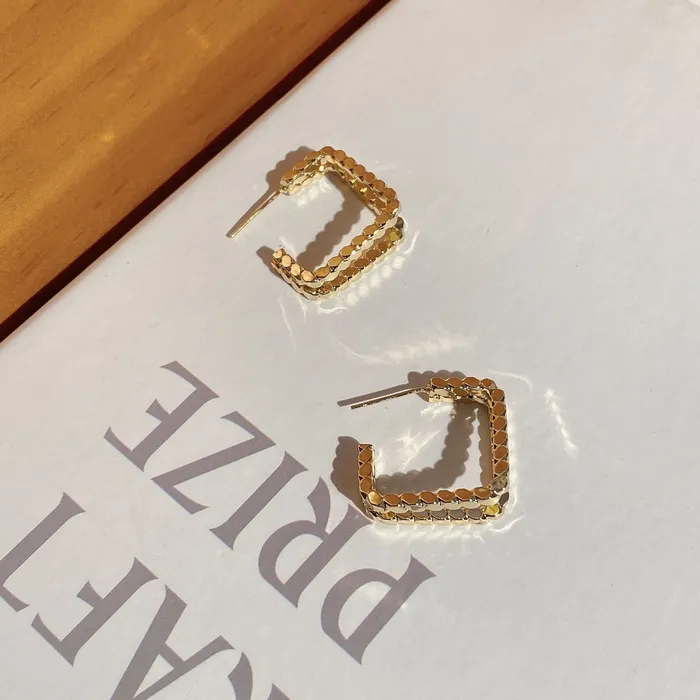 Refined by AnnaKaci Earrings Retro Gold Braided Square Earrings